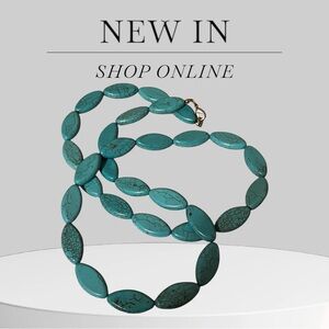 Turquoise Howlite Marquise Statement Necklace – Boho Chic Southwestern